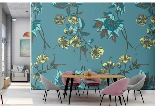 Modern nature flowers wallpaper pattern.240