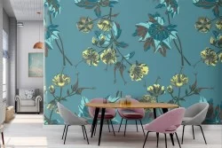 Modern nature flowers wallpaper pattern.