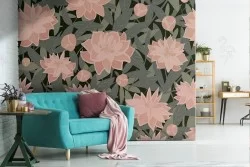 Carta da Parati fiori natura pattern vintage.