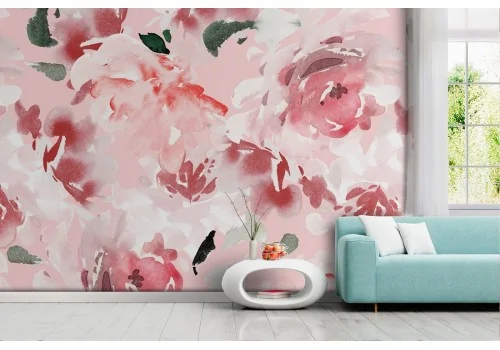 Carta da Parati fiori rosa decorazione moderna.