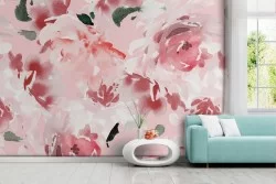 Carta da Parati fiori rosa decorazione moderna.