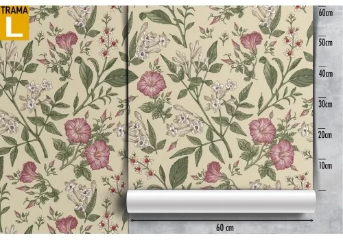 Carta da Parati fiori rosa decorazione vintage natura. 2