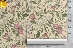 Carta da Parati fiori rosa decorazione vintage natura.