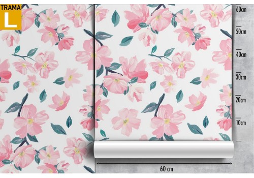 Pink flowers wallpaper modern nature design. 2