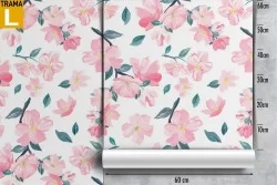 Pink flowers wallpaper modern nature design.