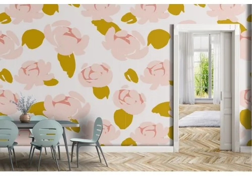 Pink flowers wallpaper modern design nature.250