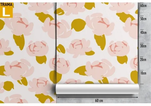 Pink flowers wallpaper modern nature design. 2