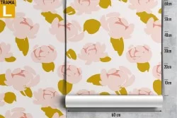 Pink flowers wallpaper modern nature design.