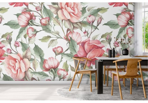 Pink flowers vintage design nature wallpaper.