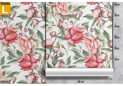 Carta da Parati fiori rosa design vintage natura. 2