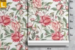 Carta da Parati fiori rosa design vintage natura.