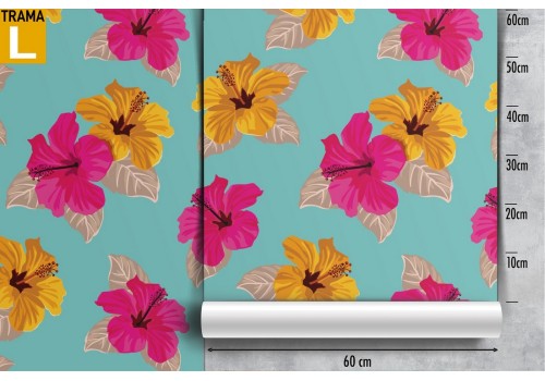 Pink and orange flowers wallpaper modern pattern. 2