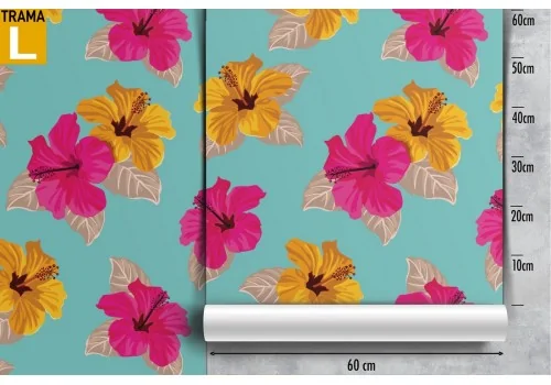 Pink and orange flowers wallpaper modern pattern. 2