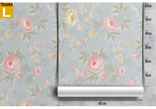 Carta da Parati fiori rosa e bianchi natura moderna. 2