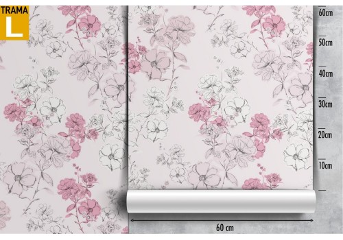Vintage nature wallpaper with pink and white flowers. 2
