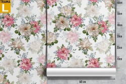 Carta da Parati fiori rosa e bianchi natura vintage.