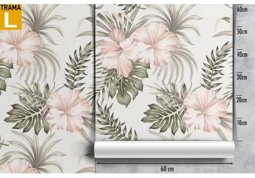 Pink flowers and tropical leaves nature pattern wallpaper. 2