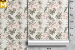 Tropical Nature Flowers Leaves Wallpaper