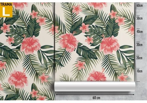 Pink flowers and tropical leaves nature pattern wallpaper. 2