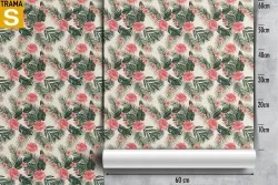 Wallpaper Design and Styles Flora and Fauna Tropical Nature Flowers Leaves