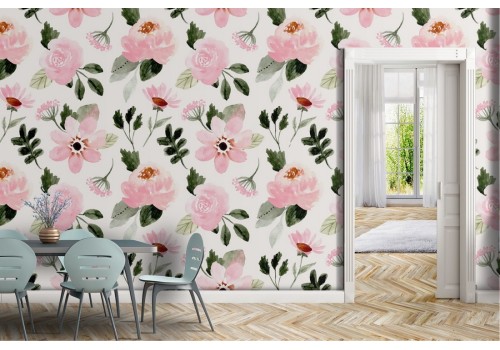 Modern abstract nature pink flowers wallpaper.