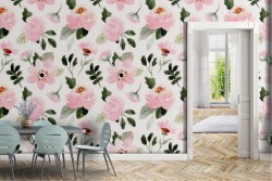 Modern abstract nature pink flowers wallpaper.