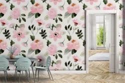 Modern abstract nature pink flowers wallpaper.