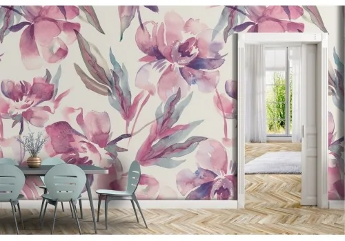 Carta da Parati fiori rosa natura design moderno.