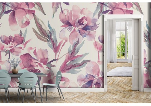 Pink flowers nature modern design wallpaper.