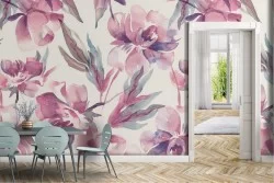 Pink flowers nature modern design wallpaper.