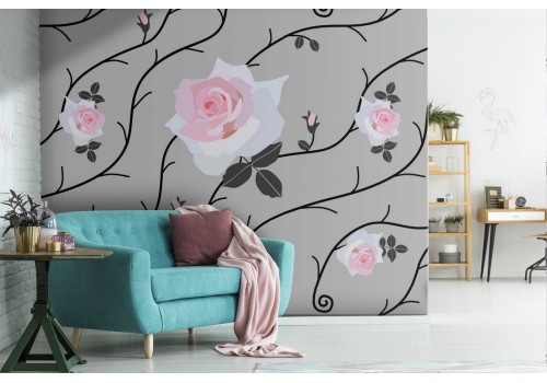 Pink flowers nature modern design wallpaper.