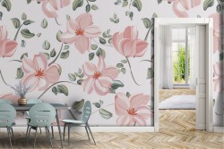 Carta da Parati fiori rosa natura design moderno.