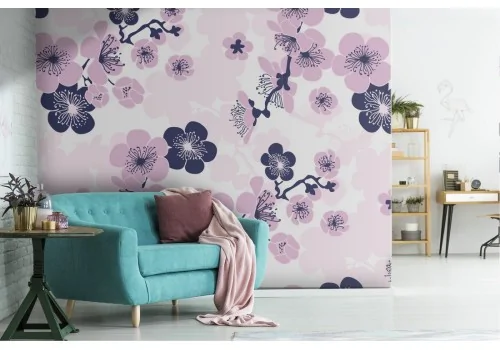 Pink flowers nature modern design wallpaper.264