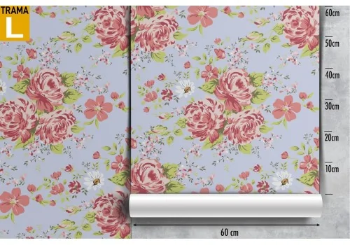 Modern nature pattern pink flowers wallpaper. 2