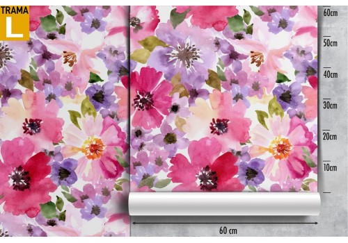 Modern nature pattern pink flowers wallpaper. 2