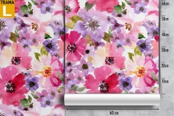 Modern nature pattern pink flowers wallpaper.