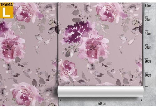 Modern nature pattern pink flowers wallpaper. 2