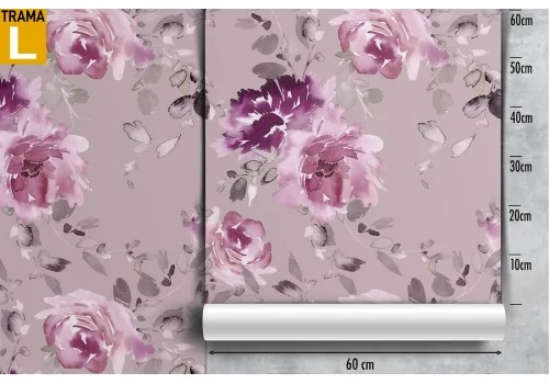 Modern nature pattern pink flowers wallpaper. 2