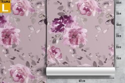 Modern nature pattern pink flowers wallpaper.