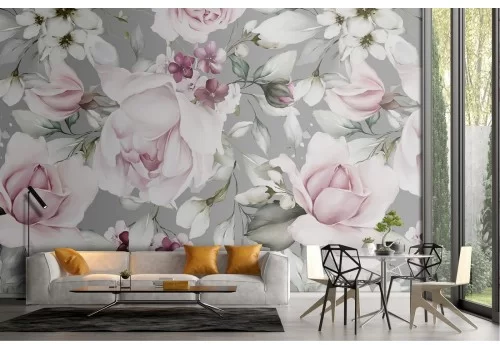 Carta da Parati fiori rosa natura moderna pattern.