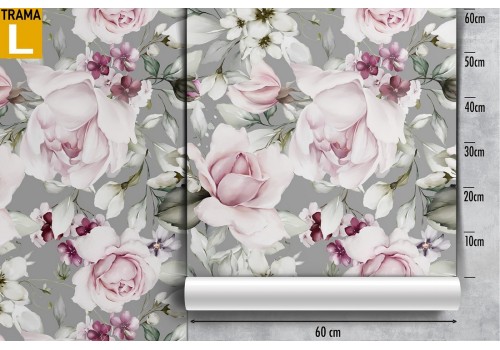 Modern nature pattern pink flowers wallpaper. 2