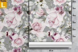Modern nature pattern pink flowers wallpaper.
