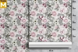 Modern Nature Wallpaper Flowers Stripes and Waves