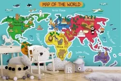Carta da Parati Animali uccelli Mappe Razzi aerei mongolfiere