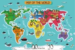 Carta da Parati Bambini Mappe Città Trasporti Animali uccelli Mappe Razzi aerei mongolfiere