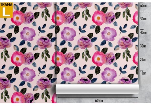 Modern nature pink flowers wallpaper. 2