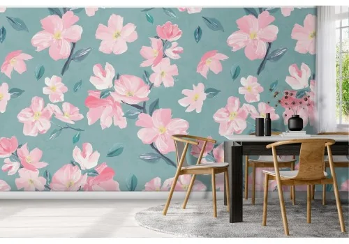 Carta da Parati fiori rosa natura moderna.