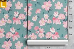 Modern nature pink flowers wallpaper.