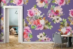 Modern nature pink flowers wallpaper.