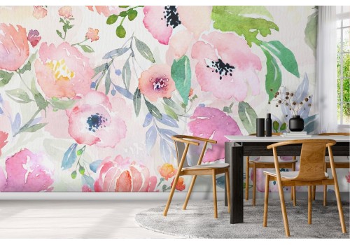 Carta da Parati fiori rosa natura moderna.